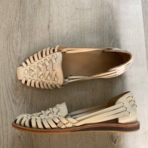 Nisolo Beige Woven Leather Huarache Sandals